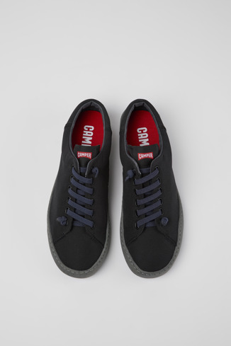 Overhead view of Peu Touring Black textile sneakers for men