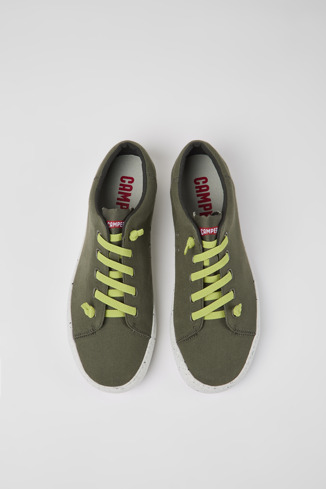 Overhead view of Peu Touring Green textile sneakers for men