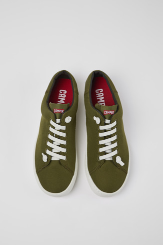 Overhead view of Peu Touring Green Textile Sneaker for Men