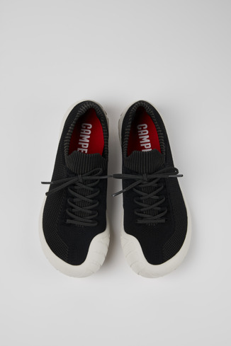 Overhead view of Peu Path Black Textile Sneaker for Men