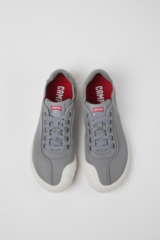 Overhead view of Path Gray textile sneakers for men