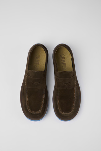 Overhead view of Wagon Brown nubuck shoes for men