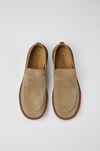 Overhead view of Wagon Beige nubuck shoes for men