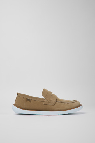 Side view of Wagon Beige nubuck shoes for men