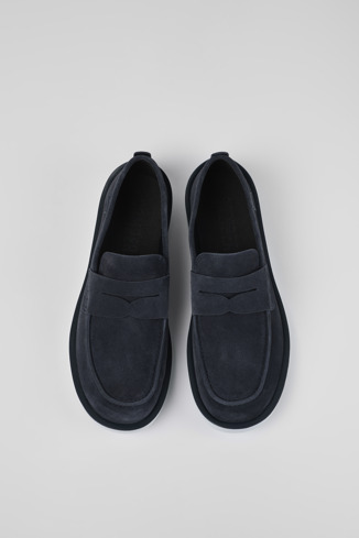 Wagon Mocassins en nubuck bleu pour homme