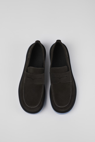 Overhead view of Wagon Gray Nubuck Moccasin for Men