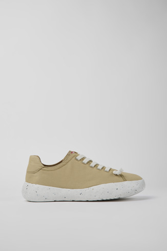 Side view of Peu Stadium Beige textile sneakers for men