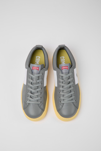 Alternative image of K100893-003 - Runner - Gray and yellow leather sneakers for men