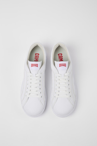 Overhead view of Pelotas XLite White leather sneakers for men