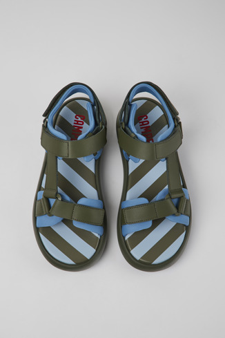Alternative image of K100902-003 - Pelotas Flota - Green and blue leather and textile sandals for men