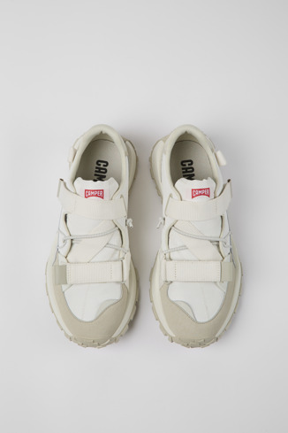 Overhead view of Drift Trail White textile and nubuck sneakers for men