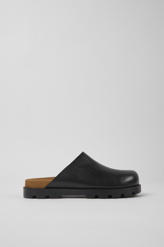 K100906-001 - Brutus Sandal - Black leather clogs for men