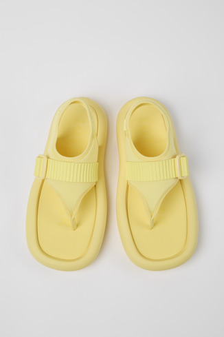 Overhead view of Ottolinger Yellow sandals for men by Camper x Ottolinger