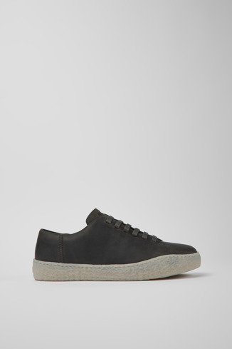 Side view of Peu Terreno Gray leather shoes for men
