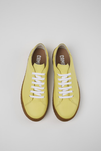 Overhead view of Peu Terreno Yellow Leather Sneaker for Men