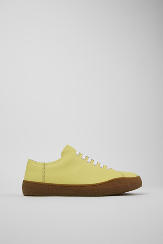 Side view of Peu Terreno Yellow Leather Sneaker for Men