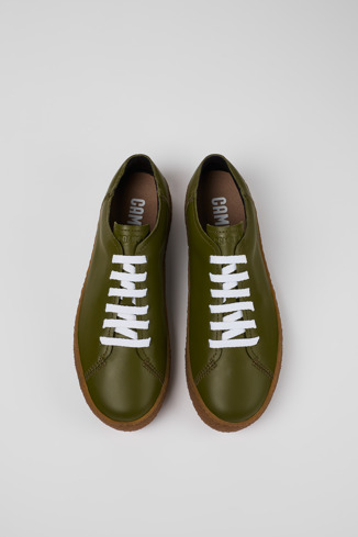 Overhead view of Peu Terreno Green Leather Sneaker for Men