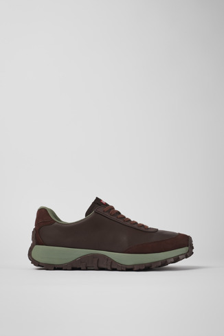 Side view of Drift Trail VIBRAM Burgundy leather and nubuck sneakers for men