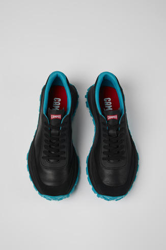 Drift Trail VIBRAM Erkek için siyah renkli deri ve nubuk spor ayakkabı modelin üstten görünümü