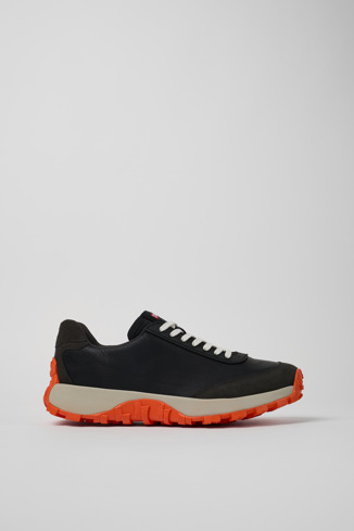 Side view of Drift Trail VIBRAM Black textile and nubuck sneakers for men