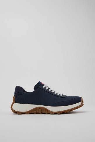 Side view of Drift Trail VIBRAM Blue Nubuck and Textile Sneakers for Men.