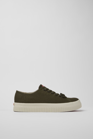 Side view of Peu Roda Green recycled cotton sneakers for men