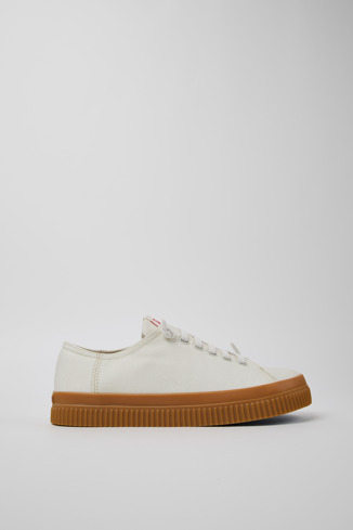 Side view of Peu Roda White TENCEL™ Lyocell Men's Sneakers.