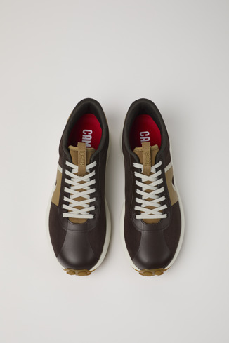 Overhead view of Pelotas Athens Brown Textile Sneaker for Men