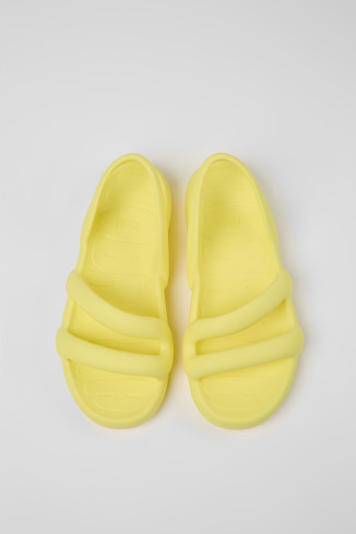 Overhead view of Kobarah Flat Yellow Synthetic Sandal for Men