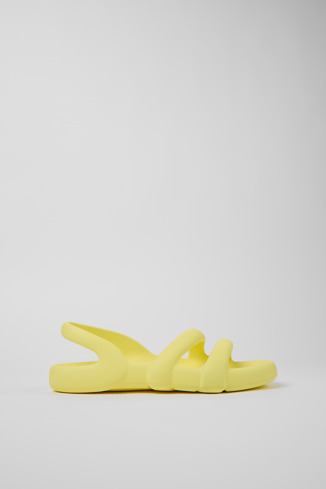 Side view of Kobarah Flat Yellow Synthetic Sandal for Men