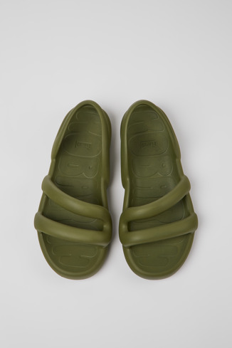 Overhead view of Kobarah Flat Green Synthetic Sandal for Men