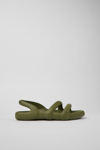 Side view of Kobarah Flat Green Synthetic Sandal for Men