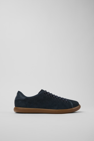 Side view of Pelotas Soller Blue Nubuck and Leather Men's Sneakers.