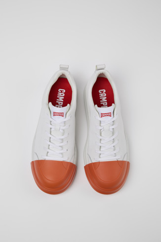 Overhead view of Junction Runner White leather sneakers