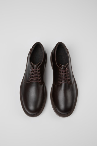 Overhead view of Dean Brown leather shoes for men