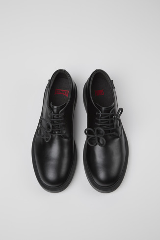 Overhead view of Twins Black leather shoes for men