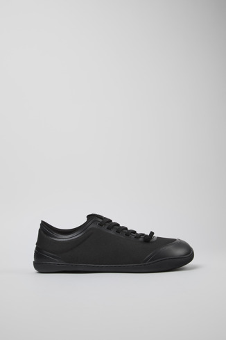 Side view of Peu Black textile shoes for men