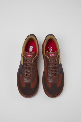 Overhead view of Runner K21 Brown textile and nubuck sneakers for men