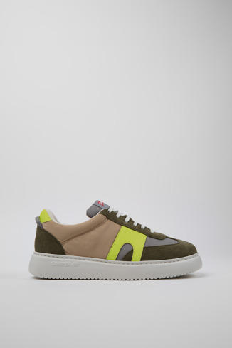 Side view of Runner K21 Sorona® Multicolor Recycled PET and Nubuck Sneakers for Men.