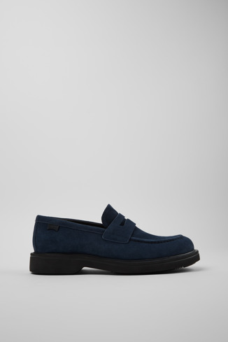 Side view of Norman Blue Nubuck Men's Shoes.