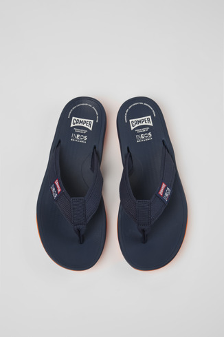 Overhead view of Camper x INEOS Blue Textile Flip-Flops for Men
