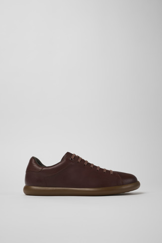 Side view of Pelotas Soller Brown leather sneakers for men