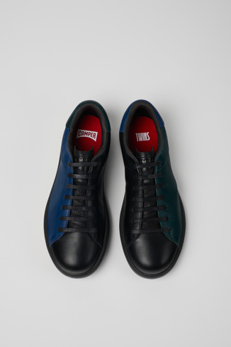 Twins Schwarz-blauer Ledersneaker für Herren
