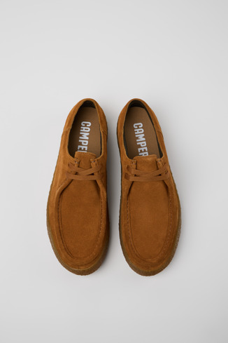 Overhead view of Peu Terreno Brown Nubuck Shoe for Men.