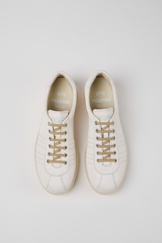 Overhead view of Pelotas White Leather Men's Shoes.