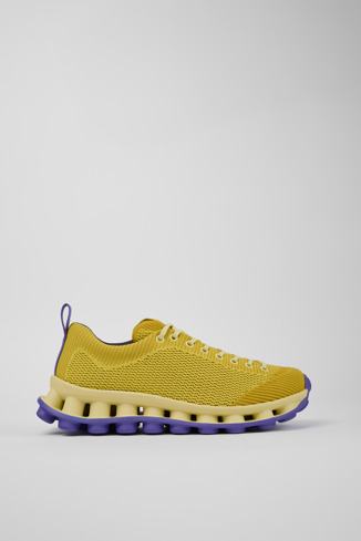 Side view of Camper x SUNNEI - PELOTISSIMA Yellow and Blue Textile Sneakers for Men.