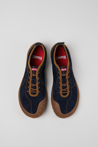 Overhead view of Peu Path Blue Nubuck Sneakers for Men.