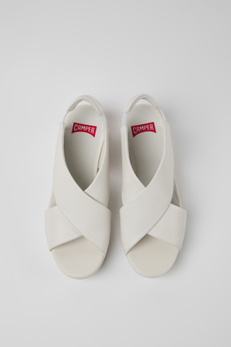 Overhead view of Balloon White leather sandals for women