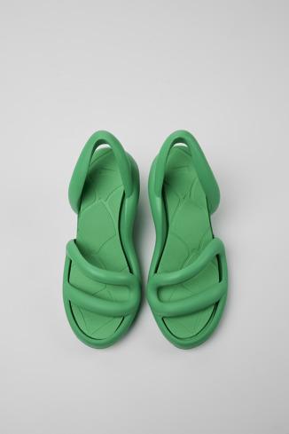 Overhead view of Kobarah Green unisex sandals