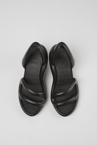 Overhead view of Kobarah Black unisex sandals